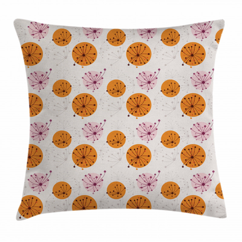 Pink Orange Spots Flowers Pillow Cover