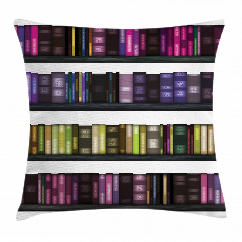 Colorful Books on Shelves Pillow Cover