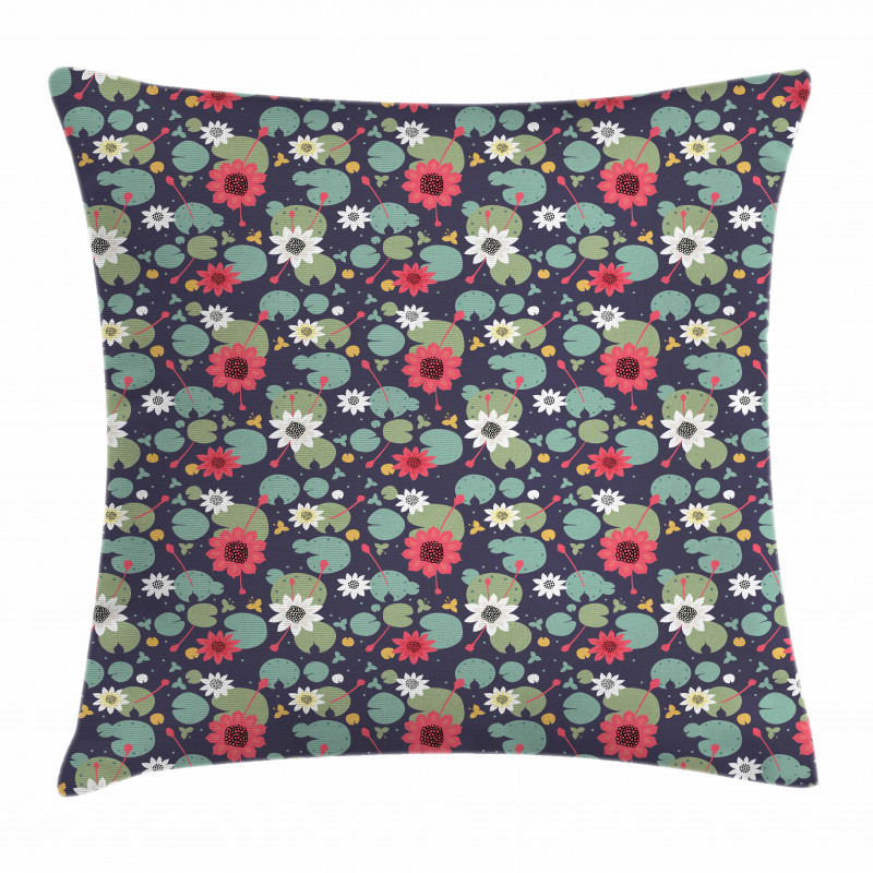 Water Lilies Lotus on a Pond Pillow Cover