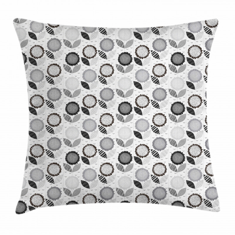 Abstract Blossoms Monochrome Pillow Cover