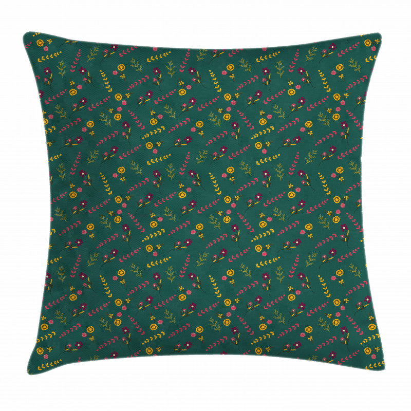 Summer Season Meadow Retro Pillow Cover