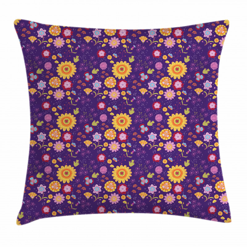 Cartoon Style Flower Blossom Pillow Cover