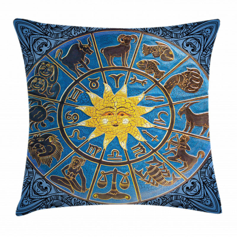 Zodiac Signs Circle Sun Pillow Cover