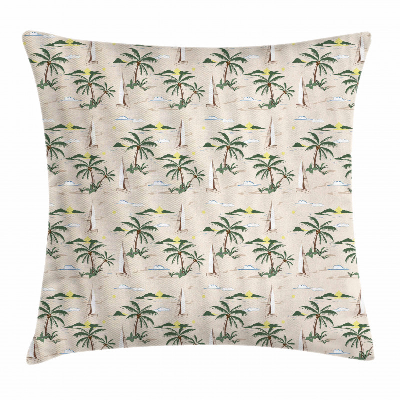 Island Pattern Sailboat Pillow Cover