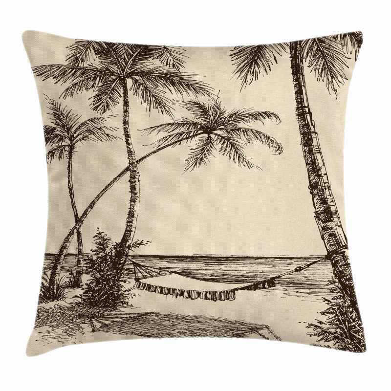 Hammock on Sandy Beach Pillow Cover