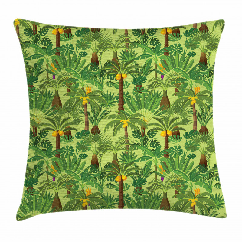 Tropic Forest Foliage Leaves Pillow Cover