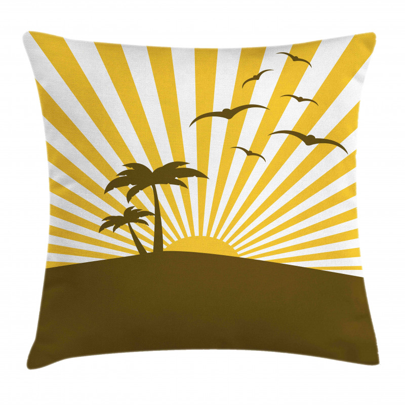 Island with Palms Seagulls Pillow Cover