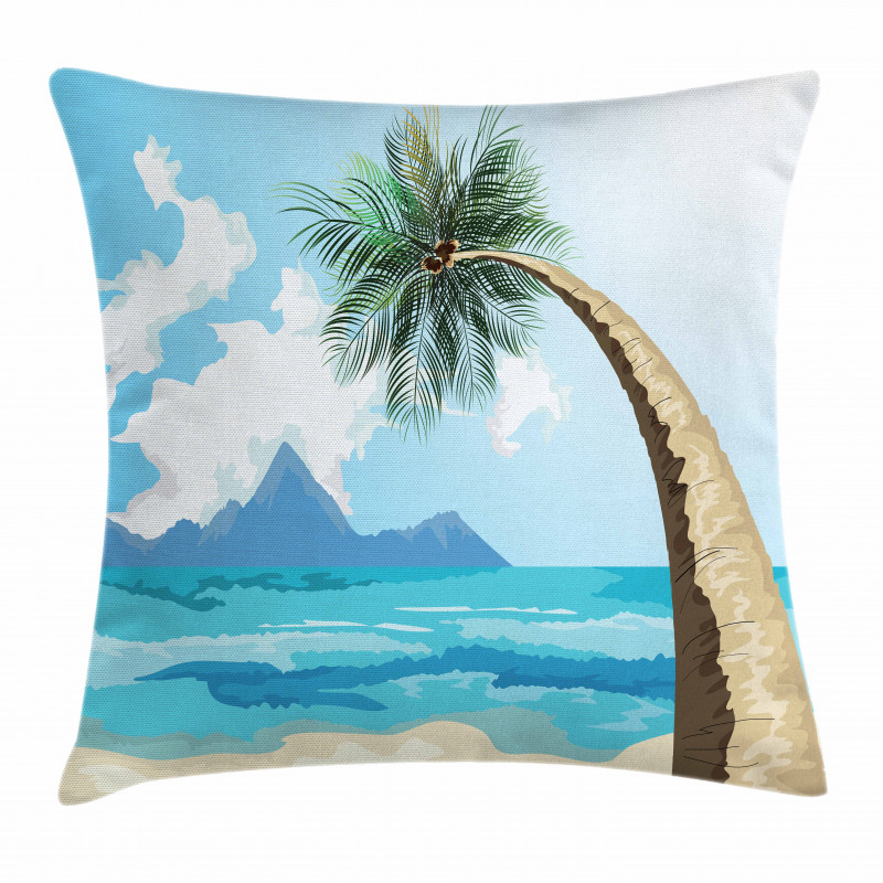 Palm Tree on the Beach Pillow Cover