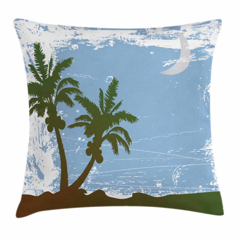 Grunge Island at Night Pillow Cover