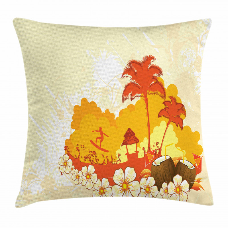 Coconut Cocktails and Palms Pillow Cover