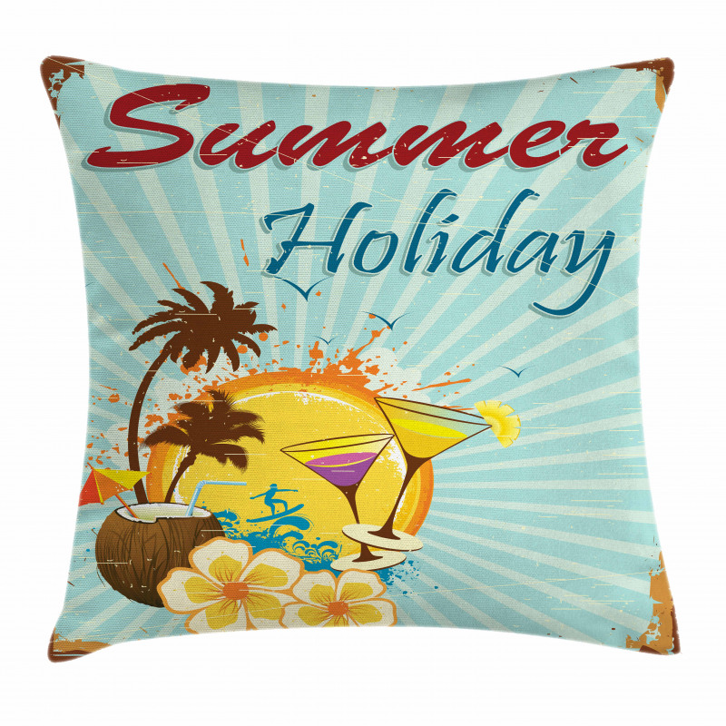 Summer Holiday Calligraphy Pillow Cover