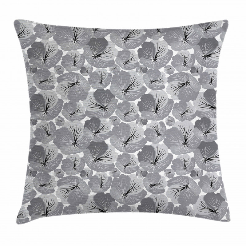 Vintage Grey Poppy Flowers Pillow Cover