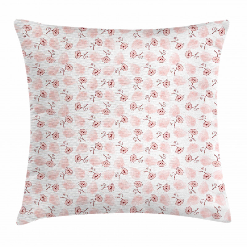 Vintage Tiny Poppy Flowers Pillow Cover