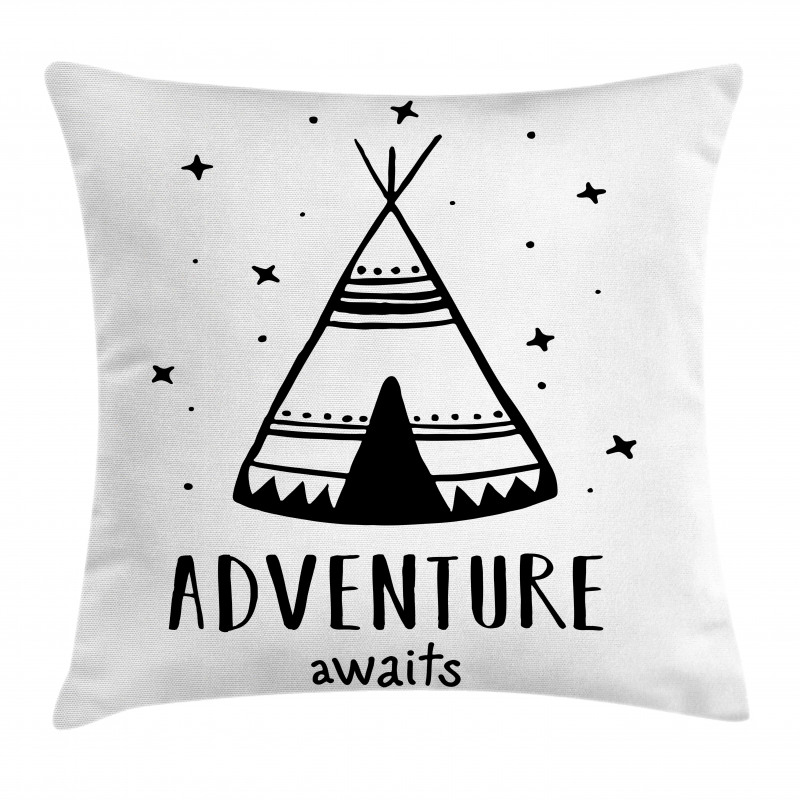 Stars Doodle Words Pillow Cover