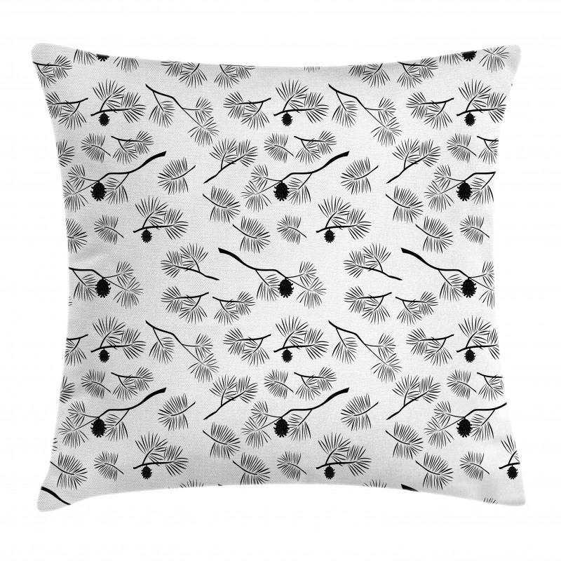 Monochrome Fir Leaves Pillow Cover