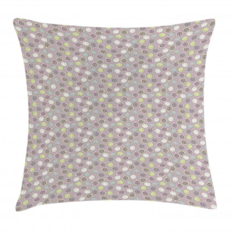 Pastel Sliced Figs with Seeds Pillow Cover