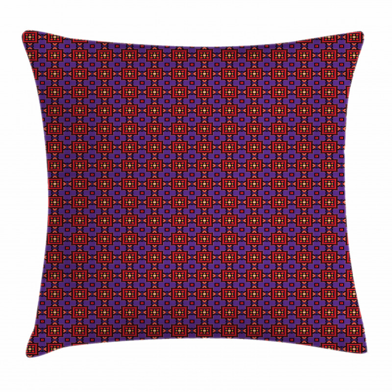 Square Tiles Petal Motifs Pillow Cover