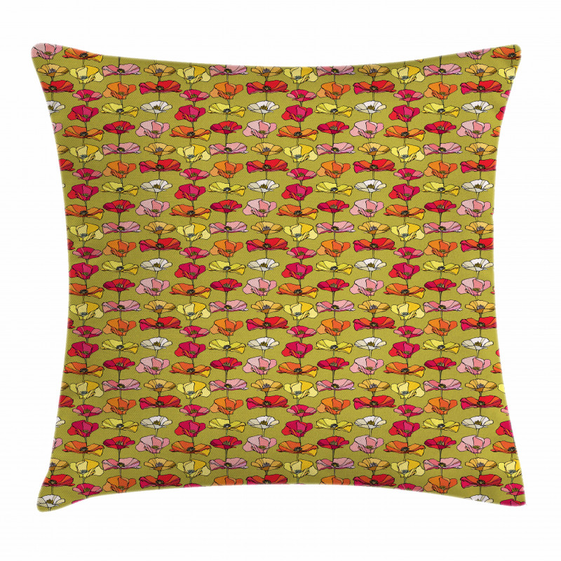 Vintage Flourishing Poppies Pillow Cover