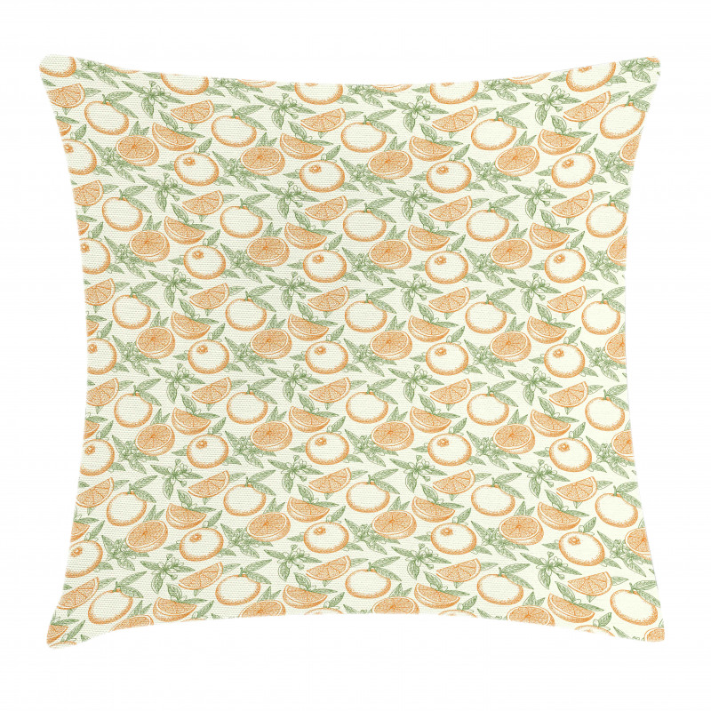 Hand Drawn Leaves and Fruits Pillow Cover
