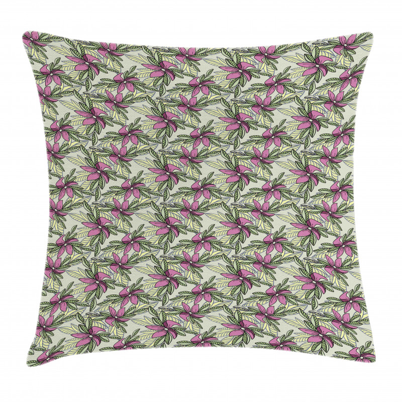 Flowers and Leaves Pattern Pillow Cover