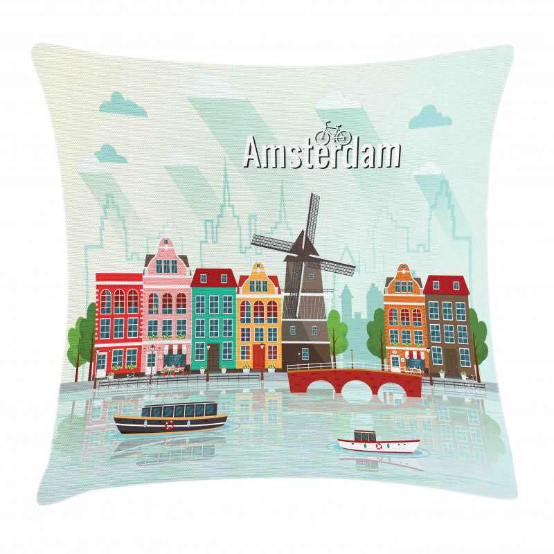 Colorful Houses Waterside Pillow Cover