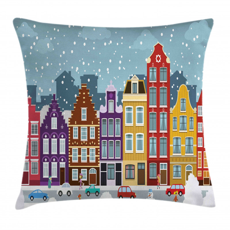 Dutch Town in the Winter Pillow Cover