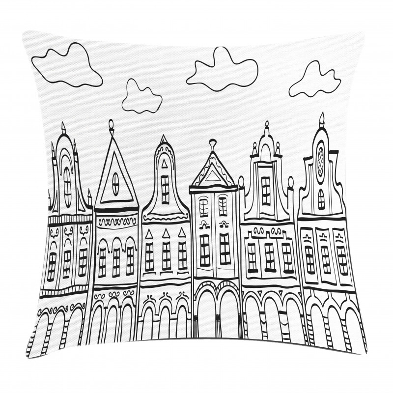 Village Houses Theme Pillow Cover