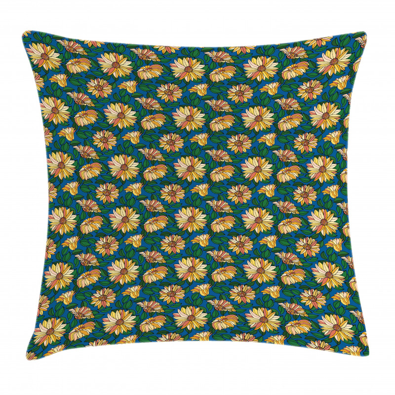 Flower Growth Leaves Pillow Cover