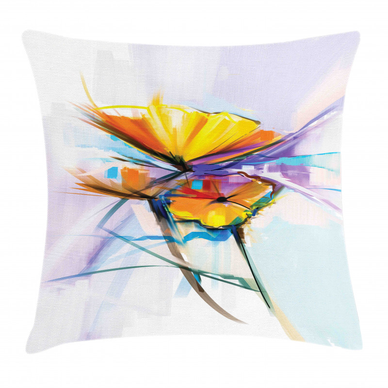 Oil Paint Art Flowers Pillow Cover