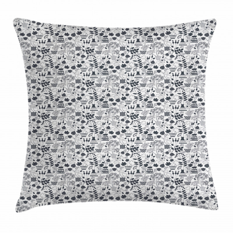 Greyscale Blossoming Flora Pillow Cover