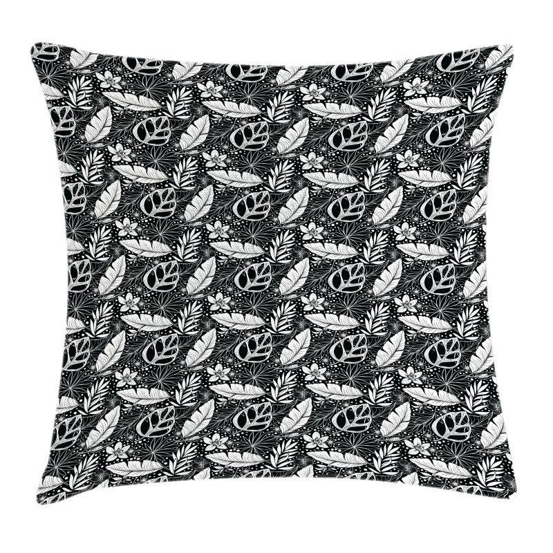 Monochrome Flowers and Dots Pillow Cover