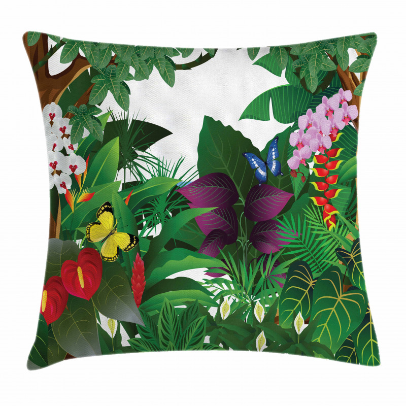 Blooming Flowers Butterflies Pillow Cover