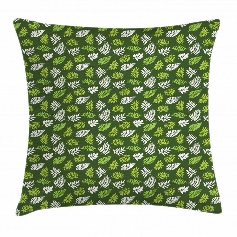 Palm Jungle Leafage on Green Pillow Cover