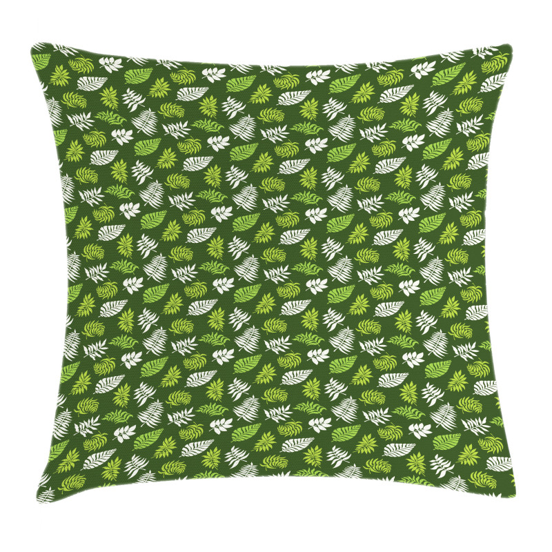 Palm Jungle Leafage on Green Pillow Cover