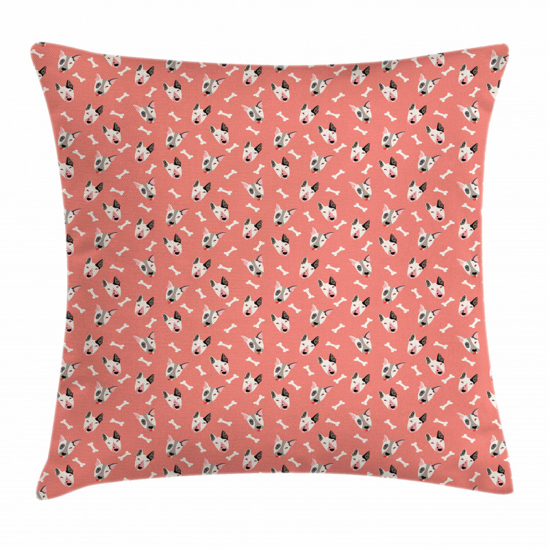 Bull Terrier Faces and Bones Pillow Cover