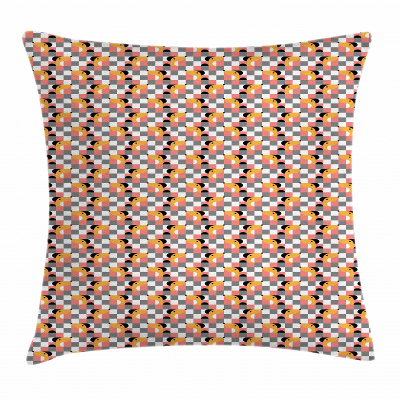 Pastel Checkered Puppy Heads Pillow Cover