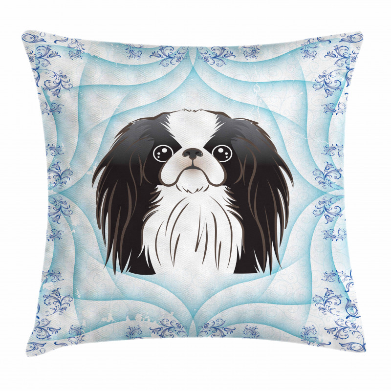 Cartoon Puppy Floral Ornate Pillow Cover