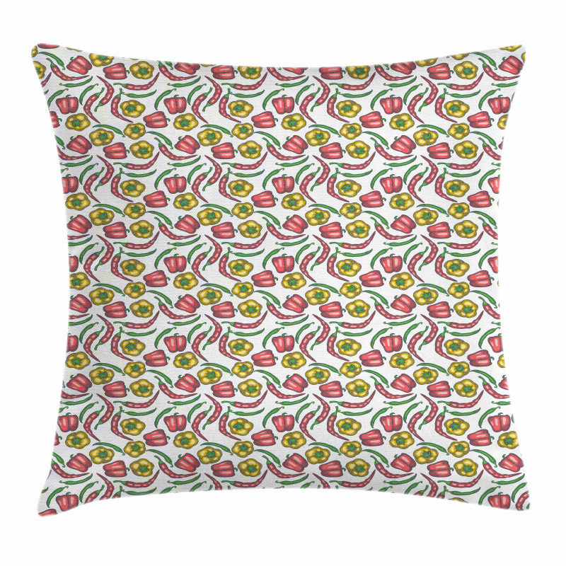 Sketch Style Peppers Pattern Pillow Cover