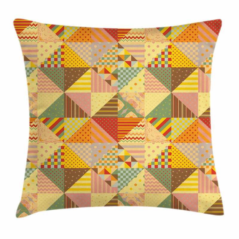Colorful Triangle Patches Pillow Cover