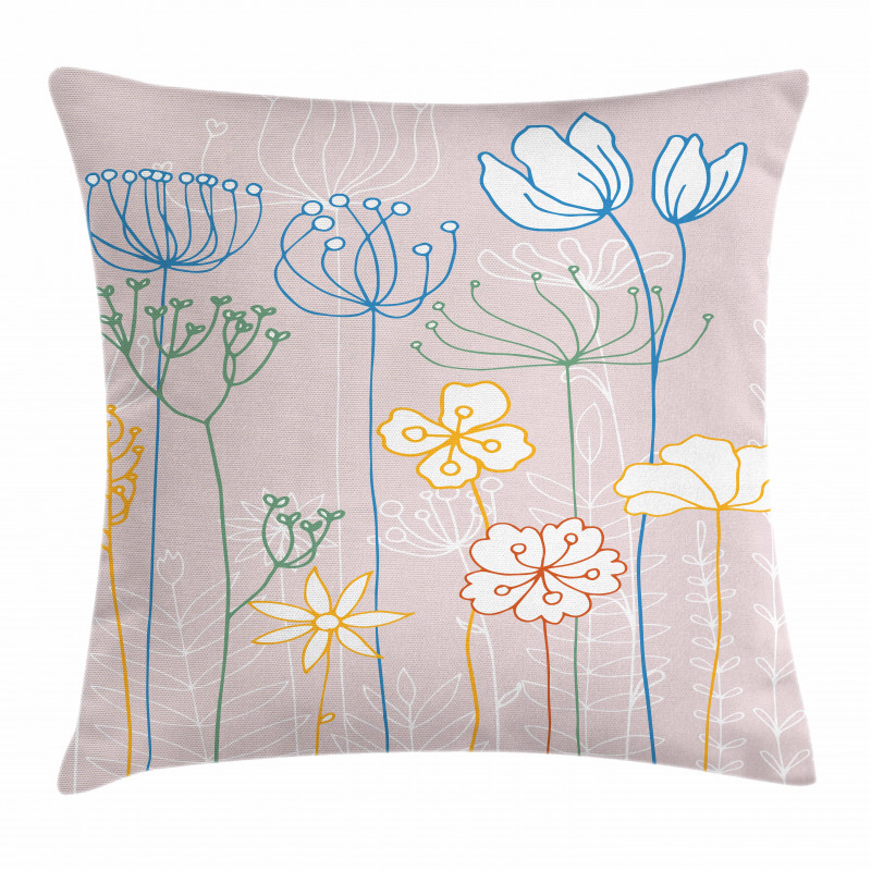 Flowers with Colorful Stems Pillow Cover