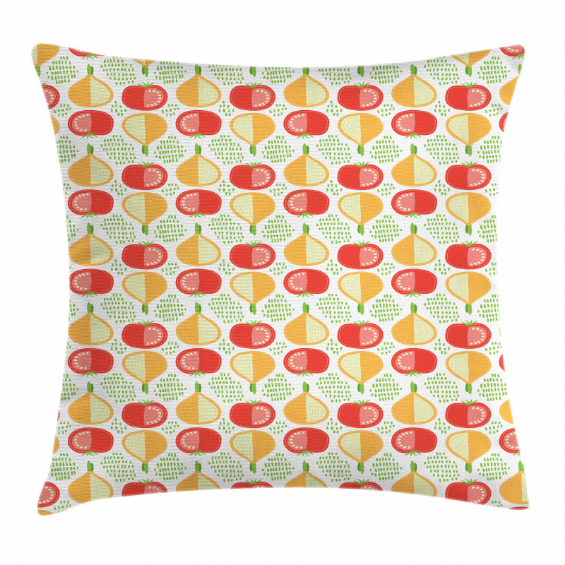 Onion and Tomato Pattern Pillow Cover