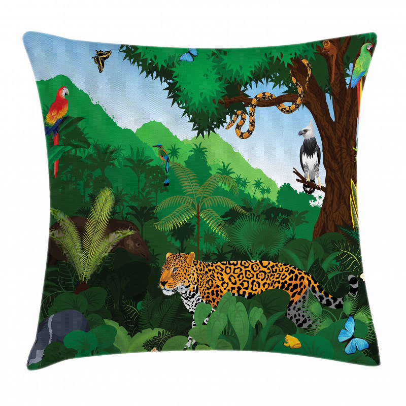 Exotic Birds with Snakes Pillow Cover