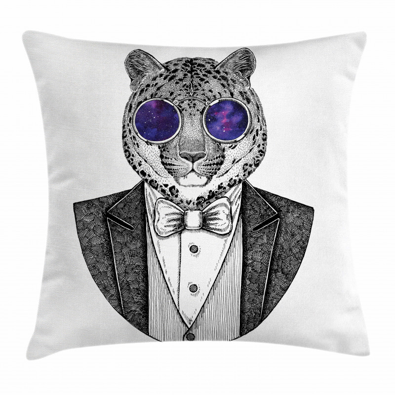 Hipster Animal in a Suit Pillow Cover