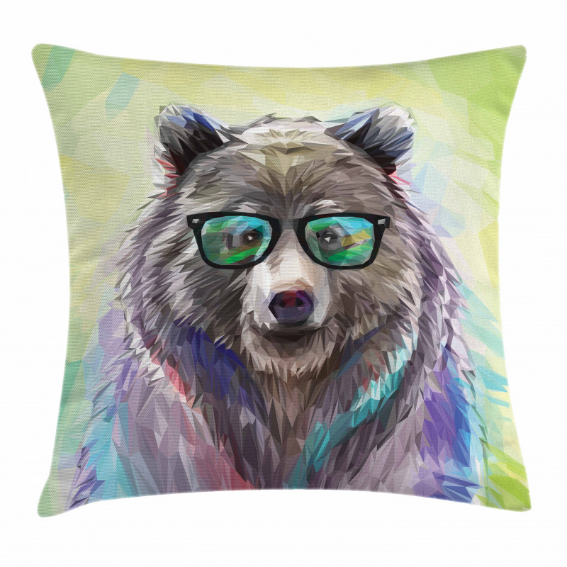Colored Wild Bear Art Pillow Cover