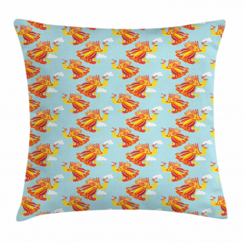 Fire Bird Feathers Pillow Cover