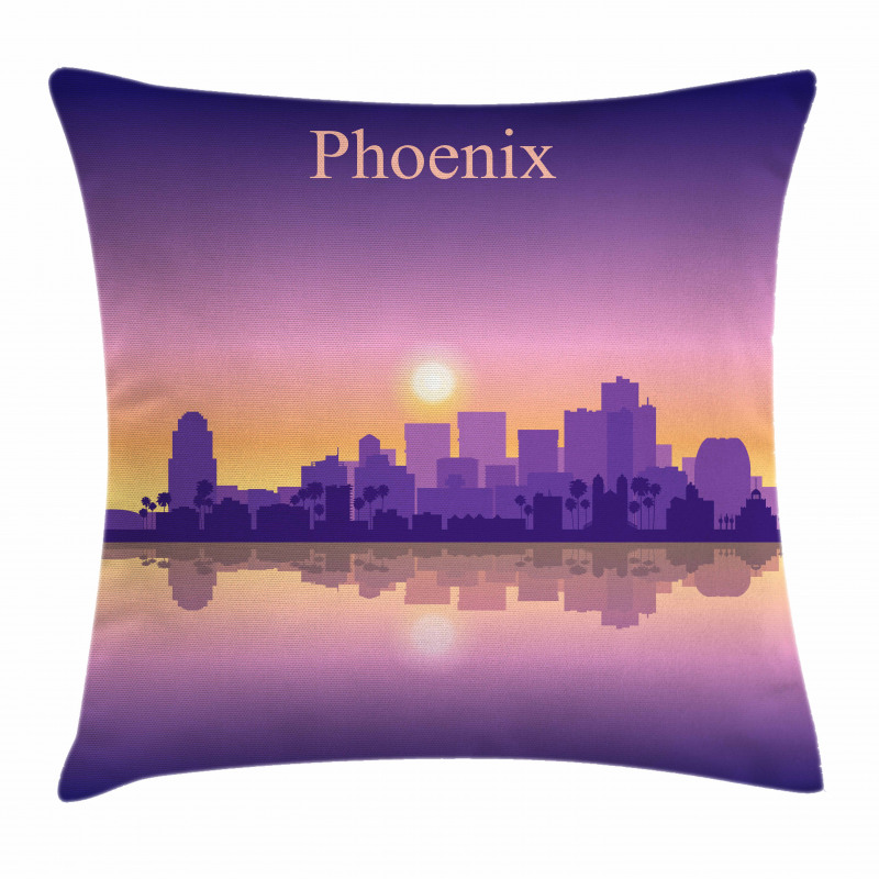 American City Skyline Dawn Pillow Cover