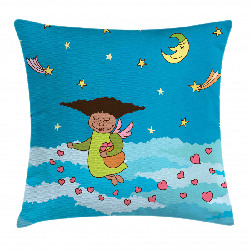 Cartoonish Sky at Night Pillow Cover