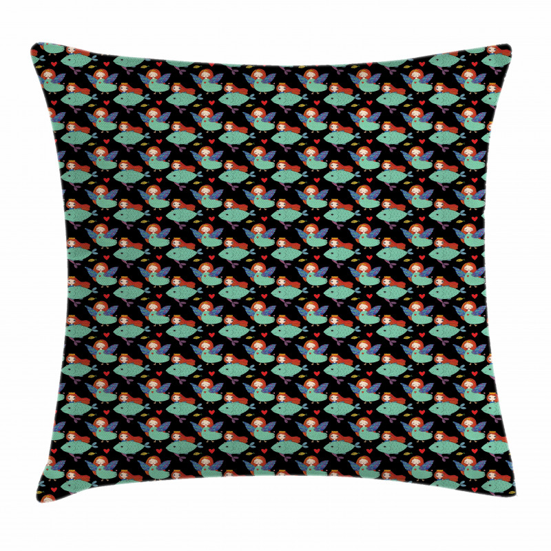 Abstract Girl with Fish Pillow Cover