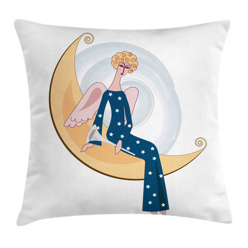 Girl with Trumpet Moon Pillow Cover