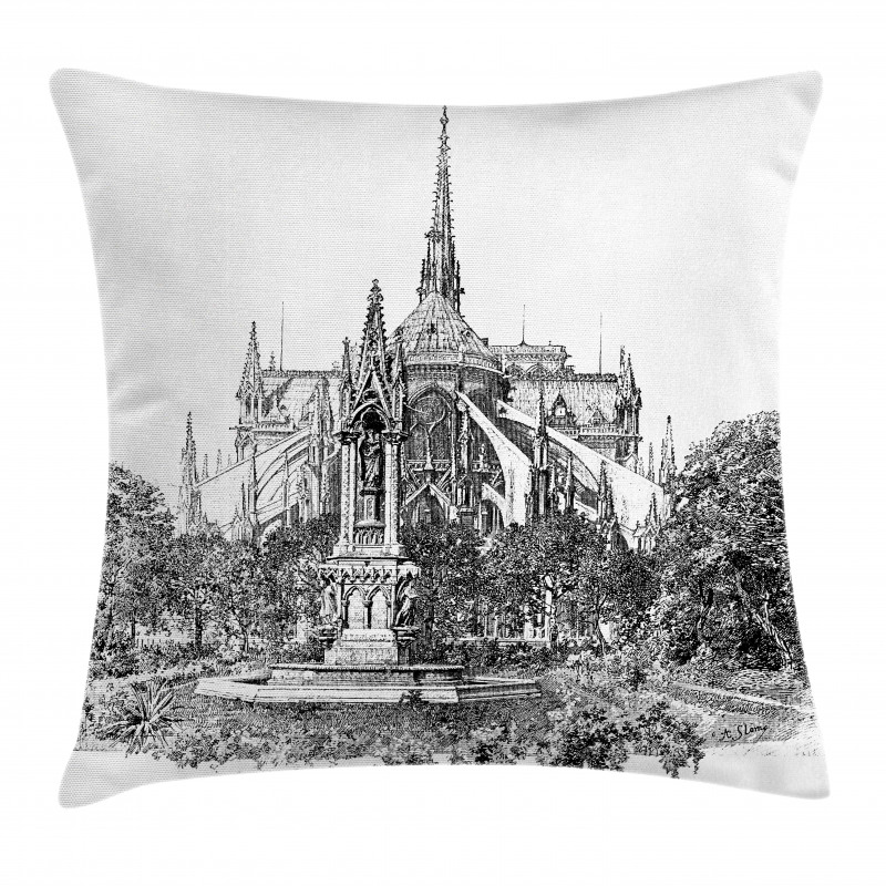 Historic French Landmark Pillow Cover